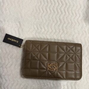Bebe Tan Quilted Card Holder